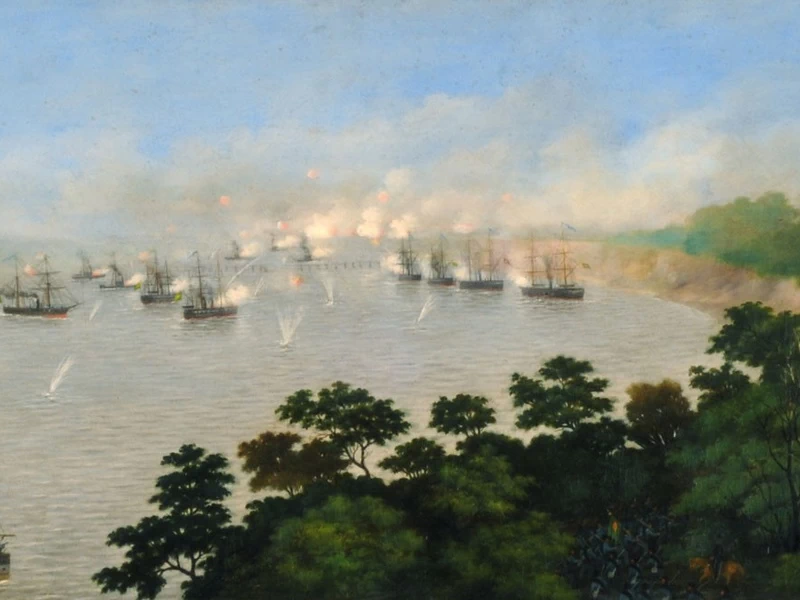1840-Cándido López - Attacco della squadriglia brasiliana alle batterie di Curupaytí, il 22 settembre